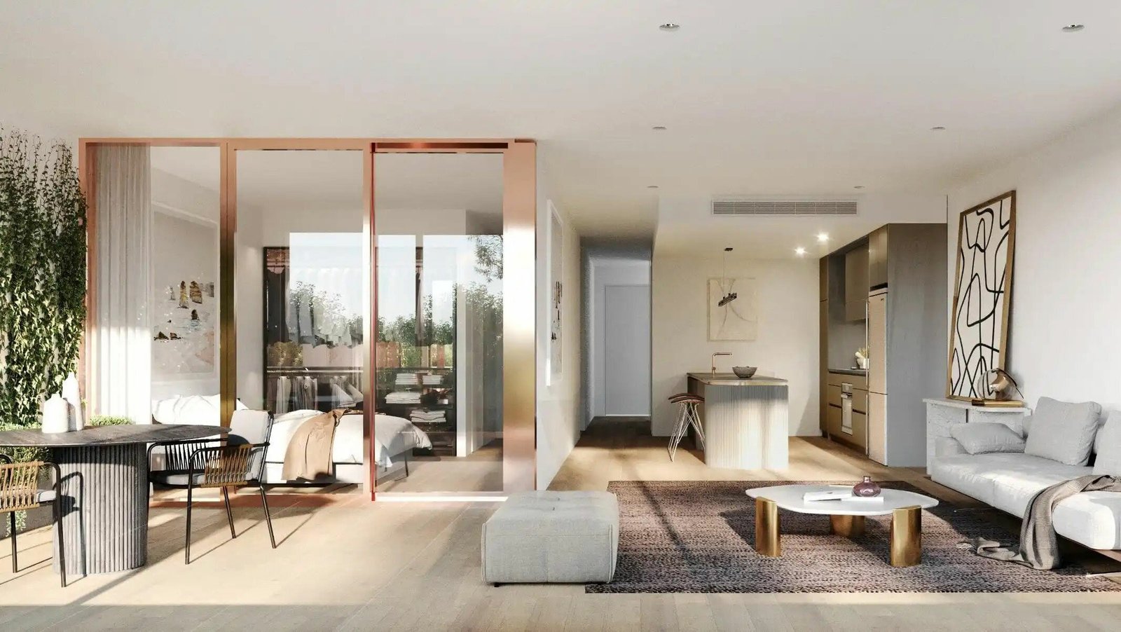 Artist impression of a light-filled residence interior
